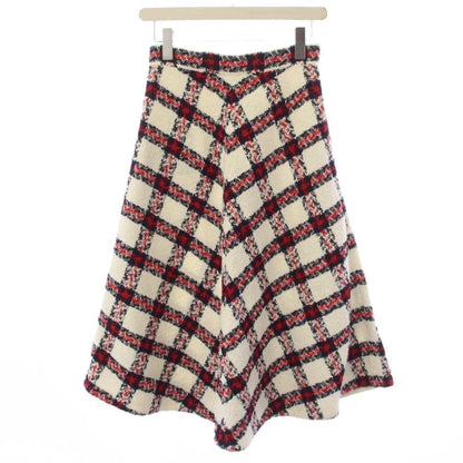 Gucci Suit Stand Collar Jacket Skirt Check Tweed 38 White Red Zaglk — view 5