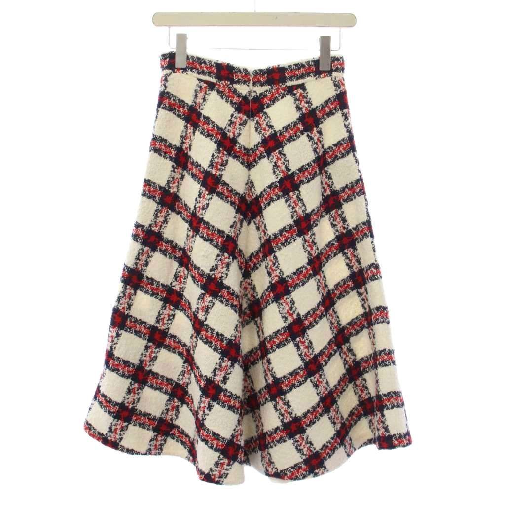Gucci Suit Stand Collar Jacket Skirt Check Tweed 38 White Red Zaglk — view 6