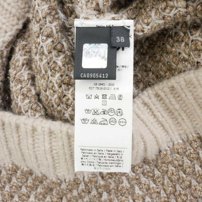 Fendi Knit Dress Short Sleeve Jacquard Knee Length Raglan 38 Beige — view 8