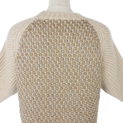 Fendi Knit Dress Short Sleeve Jacquard Knee Length Raglan 38 Beige — view 6