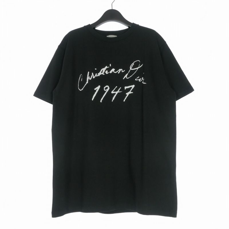 Dior Handwritten Logo Crew Neck T-Shirt Short Sleeve Black