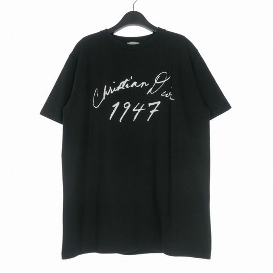 Dior Handwritten Logo Crew Neck T-Shirt Short Sleeve Black