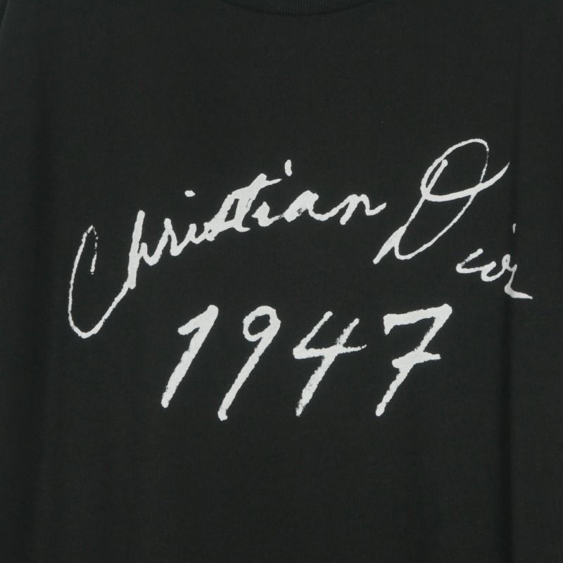 Dior Handwritten Logo Crew Neck T-Shirt Short Sleeve Black — view 5