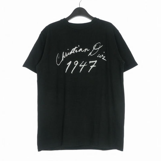 Dior Handwritten Logo Crew Neck T-Shirt Short Sleeve Black