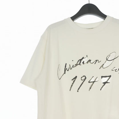 Dior Handwritten Logo Crew Neck T-Shirt Short Sleeve White — view 3
