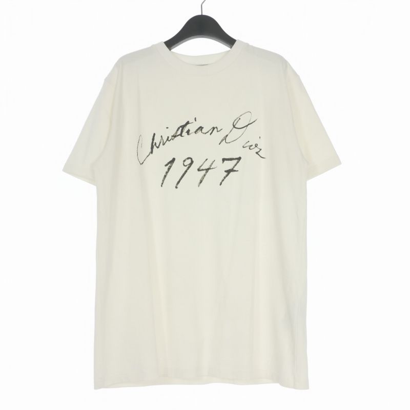 Dior Handwritten Logo Crew Neck T-Shirt Short Sleeve White