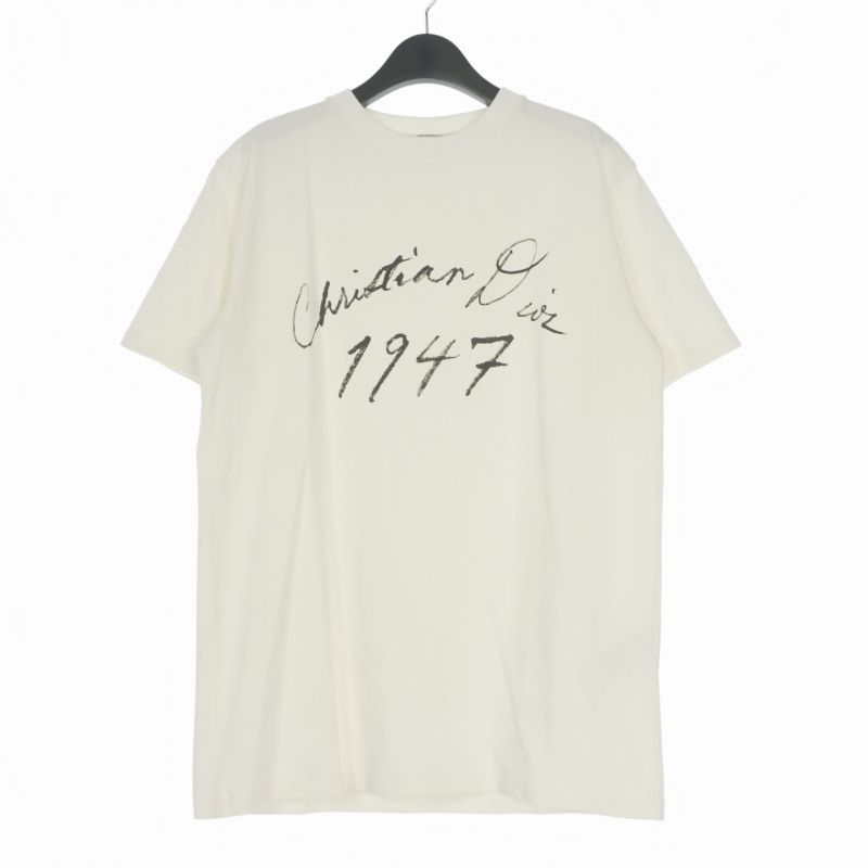 Dior Handwritten Logo Crew Neck T-Shirt Short Sleeve White