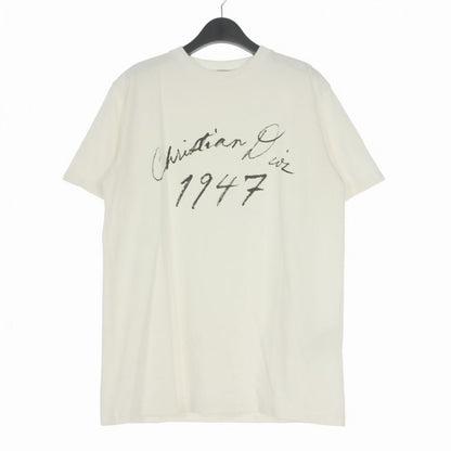 Dior Handwritten Logo Crew Neck T-Shirt Short Sleeve White