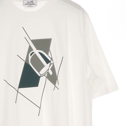 Hermes Etrier en Fragments Crew Neck T-Shirt Short Sleeve White — view 3