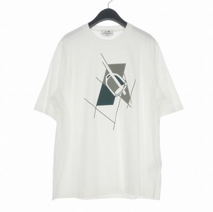 Hermes Etrier en Fragments Crew Neck T-Shirt Short Sleeve White