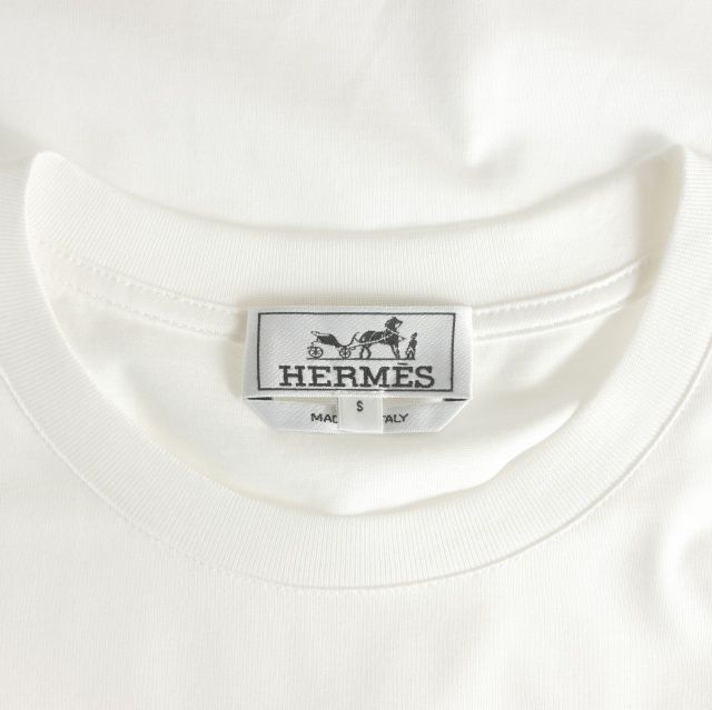 Hermes Etrier en Fragments Crew Neck T-Shirt Short Sleeve White — view 6