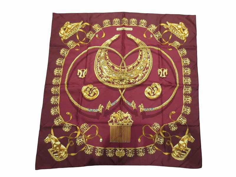 Hermes Scarf Carre 90 Yellow Golden Knight Red