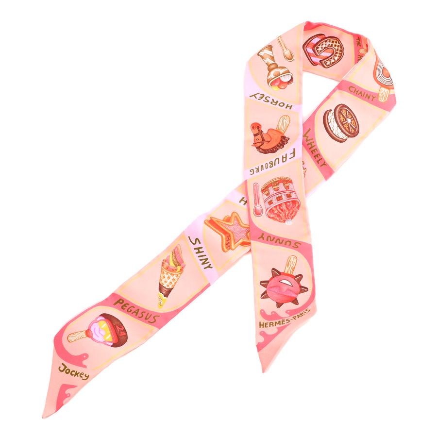 Hermes Scarf Twilly Scarves Pink