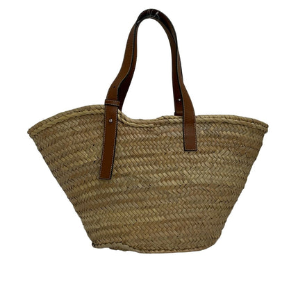Loewe Tote Basket Beige Dark Brown Navy Leather — view 3