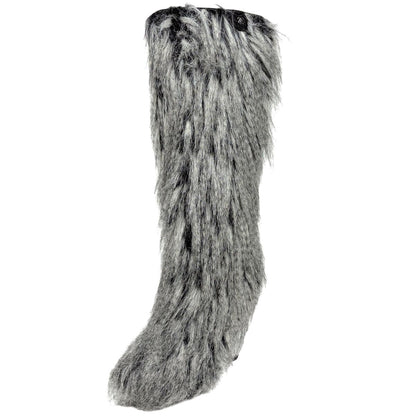 Chanel CC Logo Long Boots Shoes Leather Fur Black White