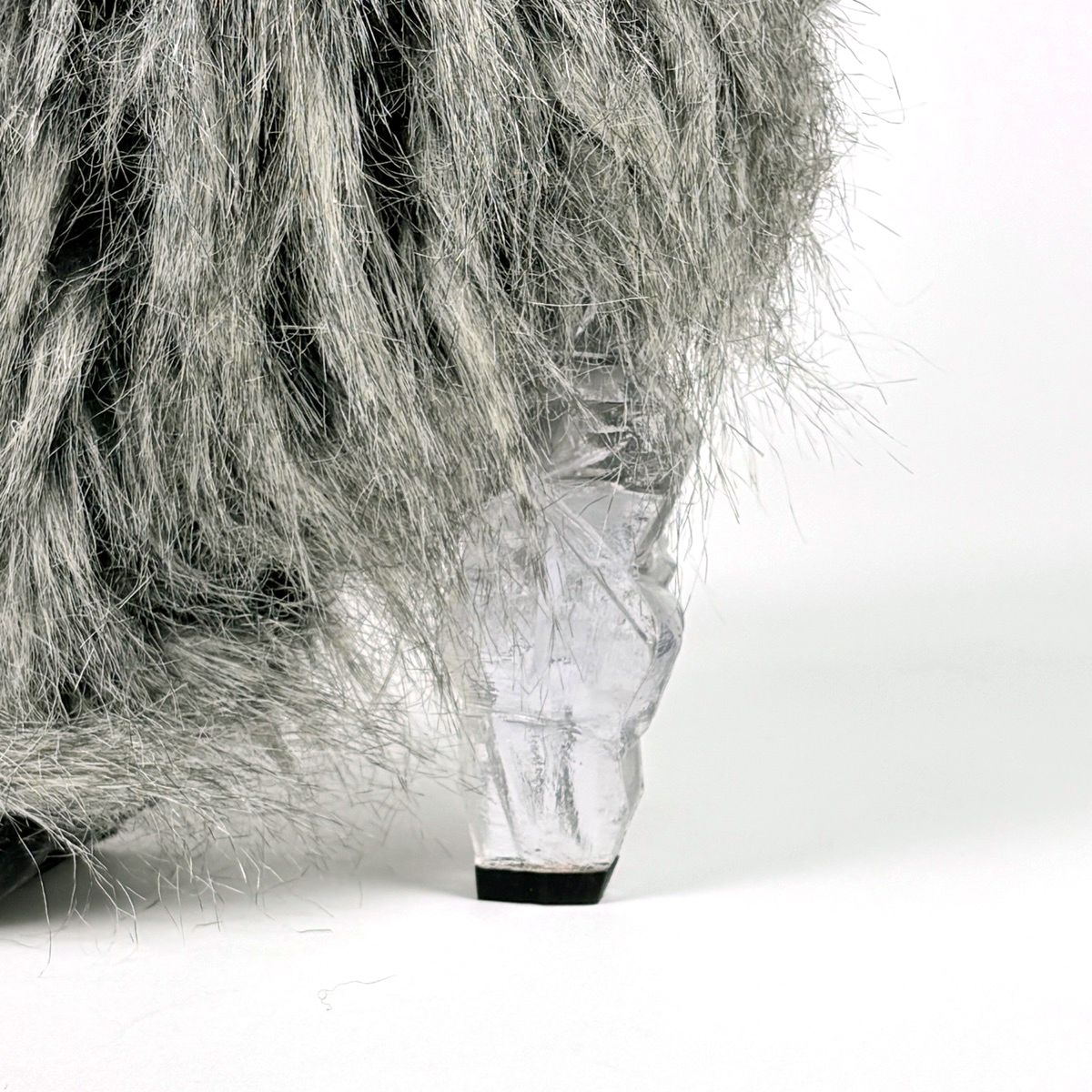 Chanel CC Logo Long Boots Shoes Leather Fur Black White — view 4