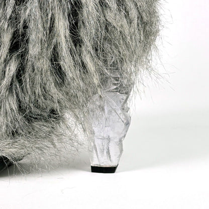 Chanel CC Logo Long Boots Shoes Leather Fur Black White — view 4