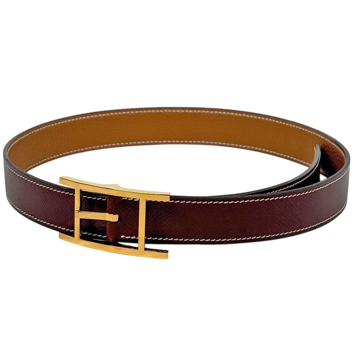 Hermes Hapi Reversible Belt Leather Bordeaux Brown