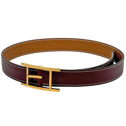 Hermes Hapi Reversible Belt Leather Bordeaux Brown