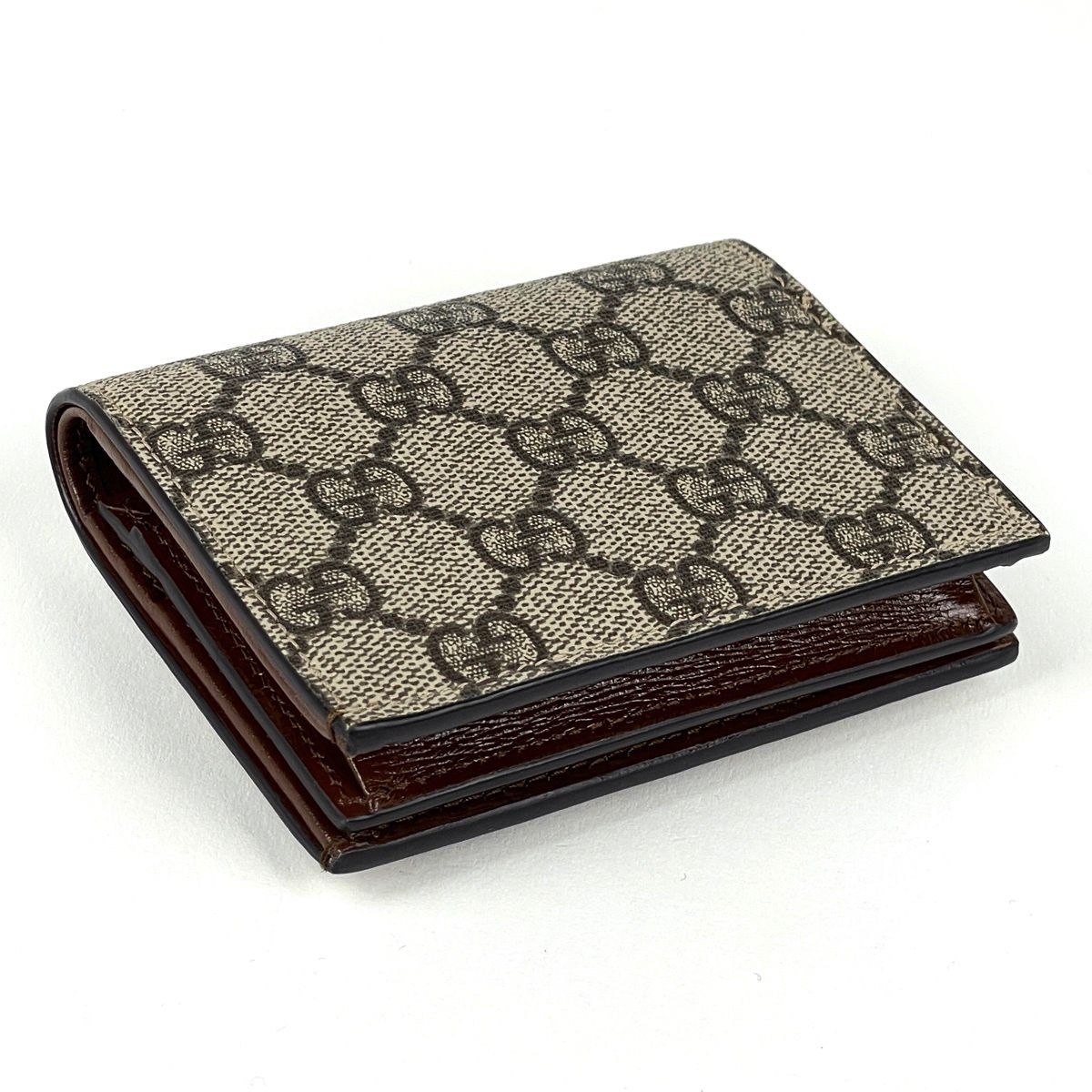 Gucci GG Pattern Bifold Wallet Supreme Heart Motif Compact Beige Red — view 2