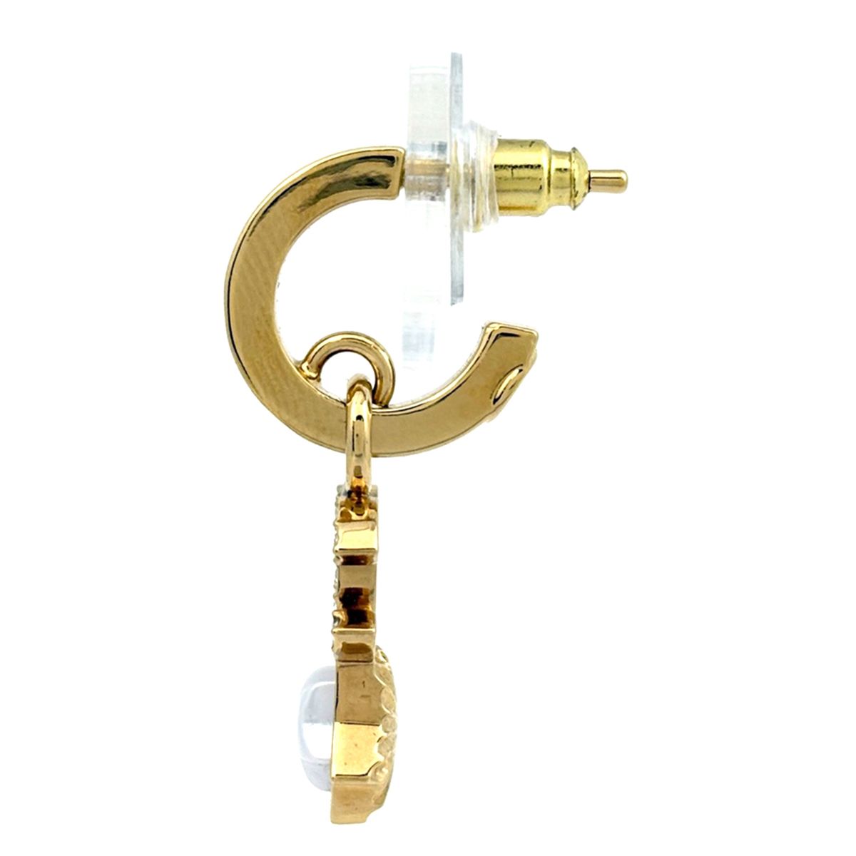 Chanel CC Logo Rhinestone Earrings Swing Gold — view 2