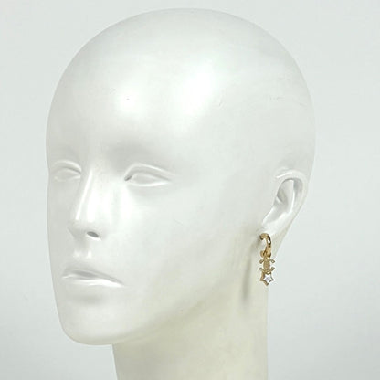 Chanel CC Logo Rhinestone Earrings Swing Gold — view 5