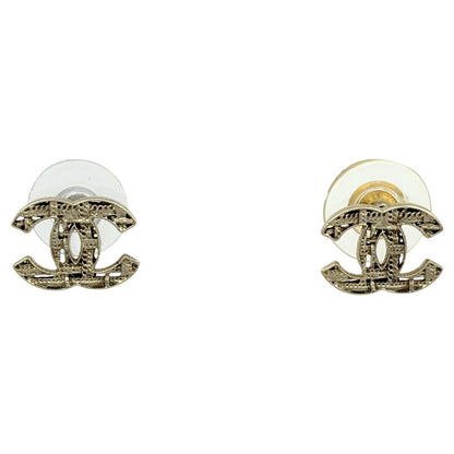 Chanel CC Logo Earrings Gold Plated