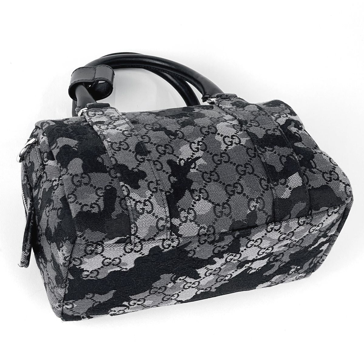 Gucci Mini Duffel 2-Way Camouflage GG Pattern Mini Boston Handbag Denim Black — view 2