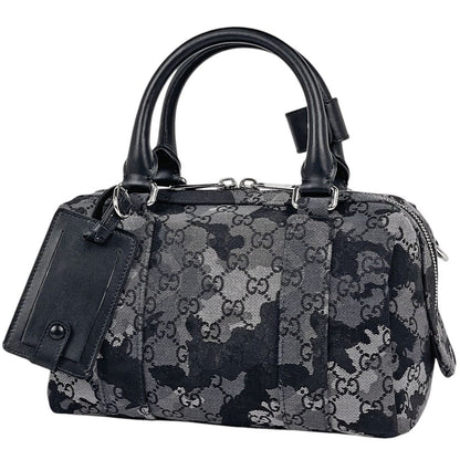 Gucci Mini Duffel 2-Way Camouflage GG Pattern Mini Boston Handbag Denim Black