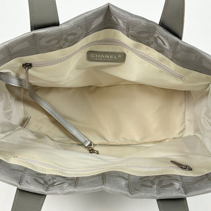 Chanel New Travel Line Tote PM CC Logo Handbag Nylon Jacquard Gray 8 — view 8
