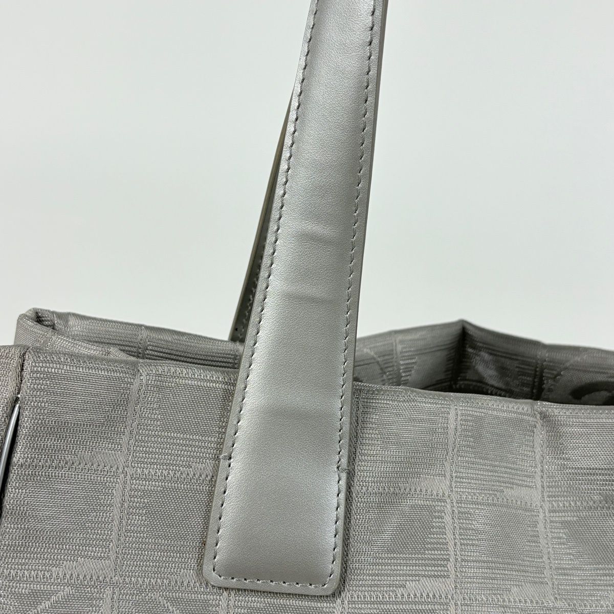 Chanel New Travel Line Tote PM CC Logo Handbag Nylon Jacquard Gray 8 — view 5