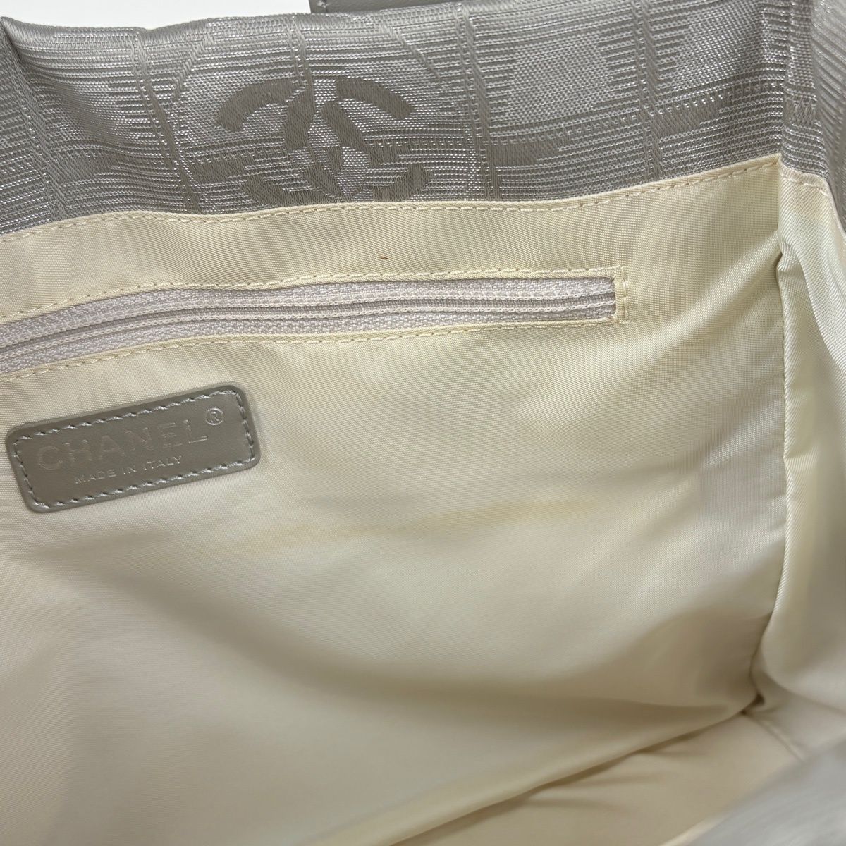 Chanel New Travel Line Tote PM CC Logo Handbag Nylon Jacquard Gray 8 — view 7