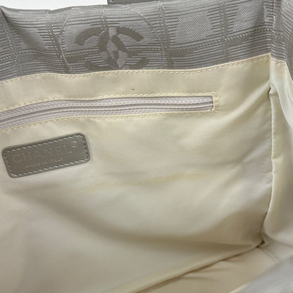 Chanel New Travel Line Tote PM CC Logo Handbag Nylon Jacquard Gray 8 — view 7