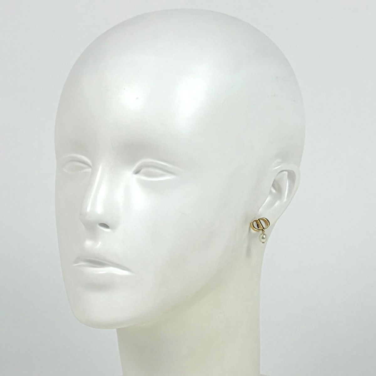Dior Logo Faux Pearl Earrings Gold White — view 4