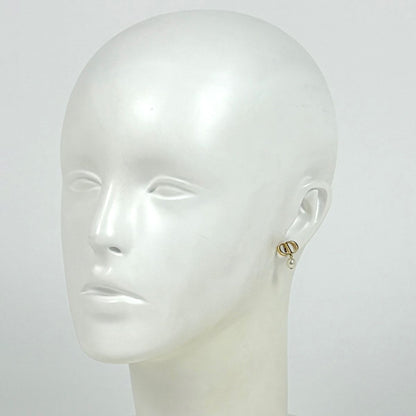 Dior Logo Faux Pearl Earrings Gold White — view 4