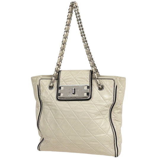 Chanel East Waist 2.55 Tote 2-Way Chain Leather Ivory