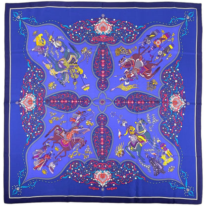 Hermes Carre 90 Poesie Persane Persian Poetry Scarf Silk Blue Multicolor