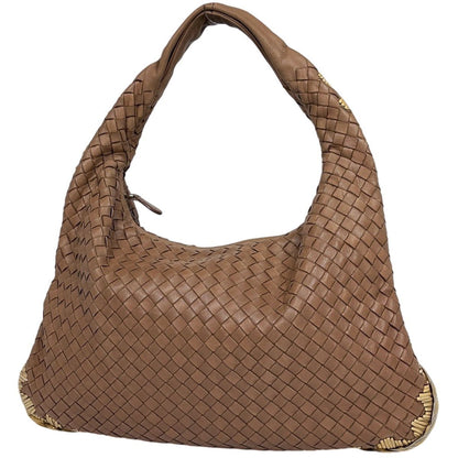 Bottega Veneta Intrecciato Shoulder Bag Leather Brown