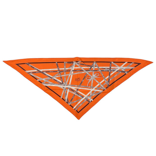 Hermes Bolduc Scarf Triangle Silk Orange