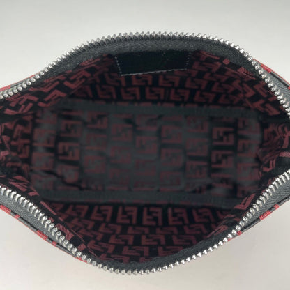 Fendi Zucchino Pattern Mini Handbag Pouch Logo Canvas Red Black — view 6