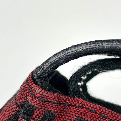 Fendi Zucchino Pattern Mini Handbag Pouch Logo Canvas Red Black — view 4