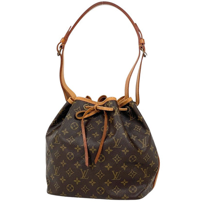 Louis Vuitton Petit Noe Shoulder Drawstring Bag Monogram Brown