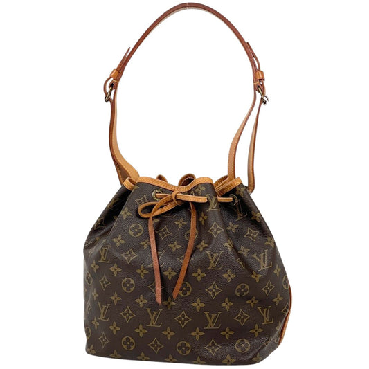 Louis Vuitton Petit Noe Shoulder Drawstring Bag Monogram Brown
