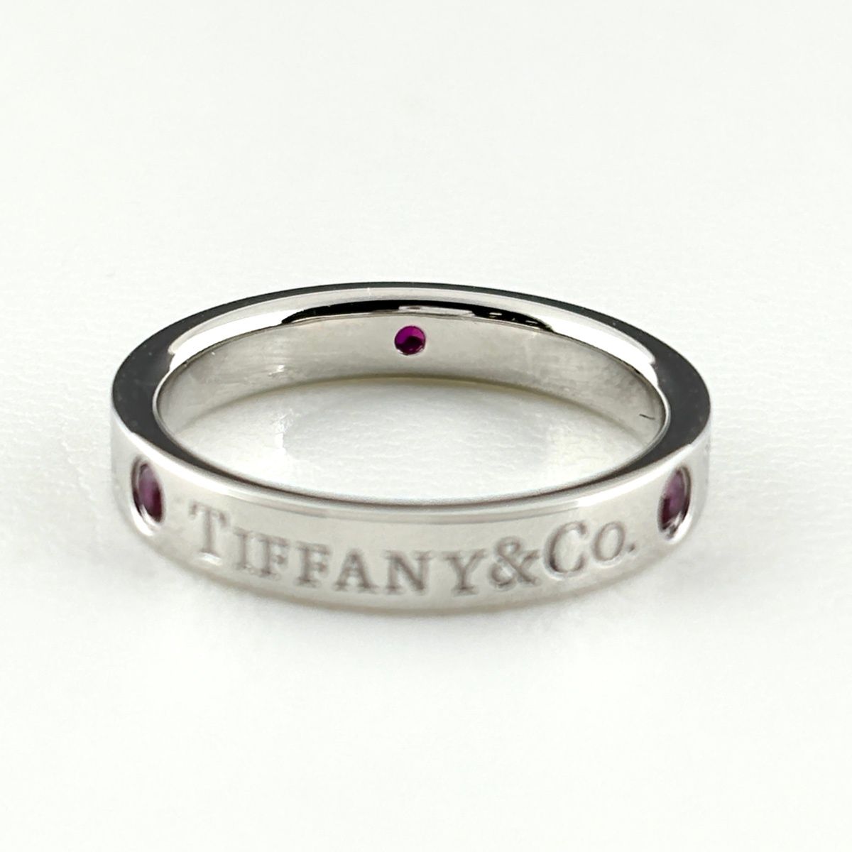 Tiffany & Co Flat Band Ring Platinum Ruby — view 3