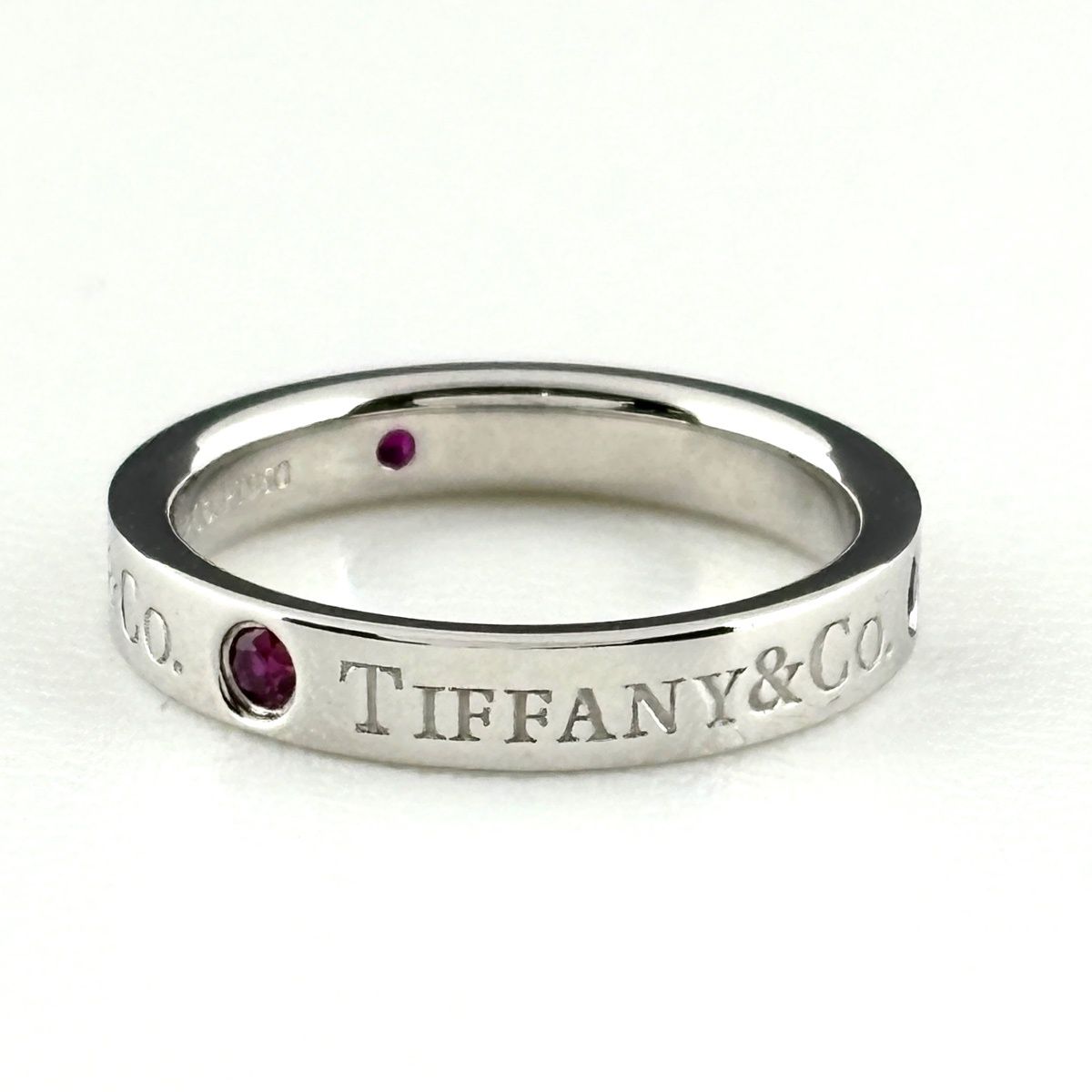 Tiffany & Co Flat Band Ring Platinum Ruby — view 2