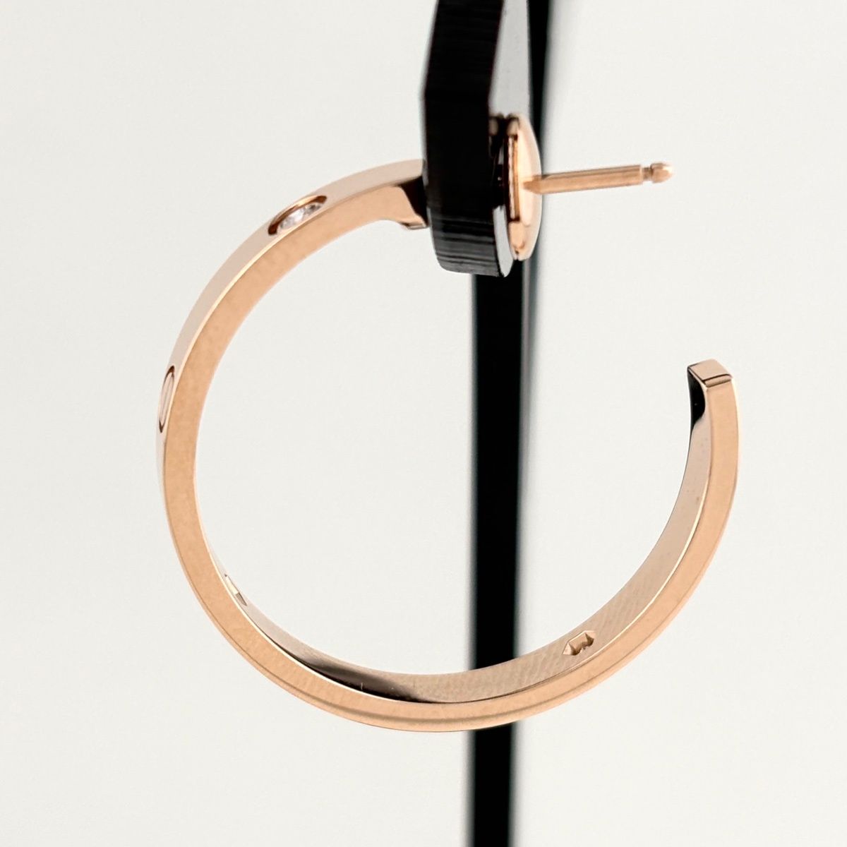 Cartier Love Hoop Earrings PG Pink Gold Pave Diamond — view 4