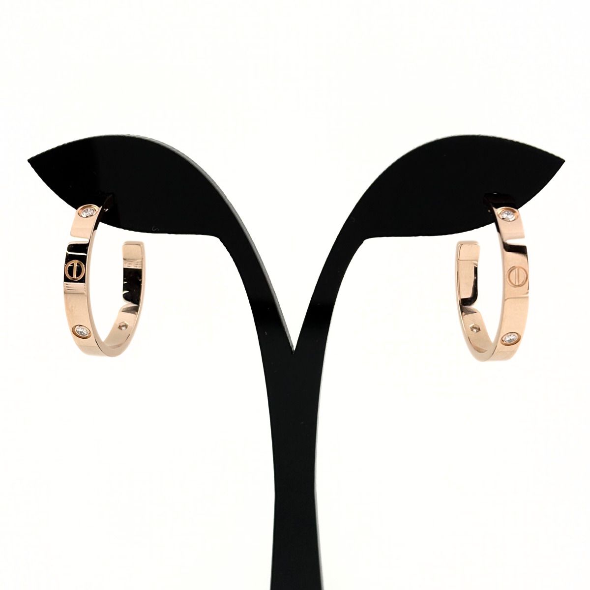 Cartier Love Hoop Earrings PG Pink Gold Pave Diamond