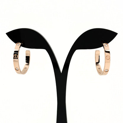 Cartier Love Hoop Earrings PG Pink Gold Pave Diamond