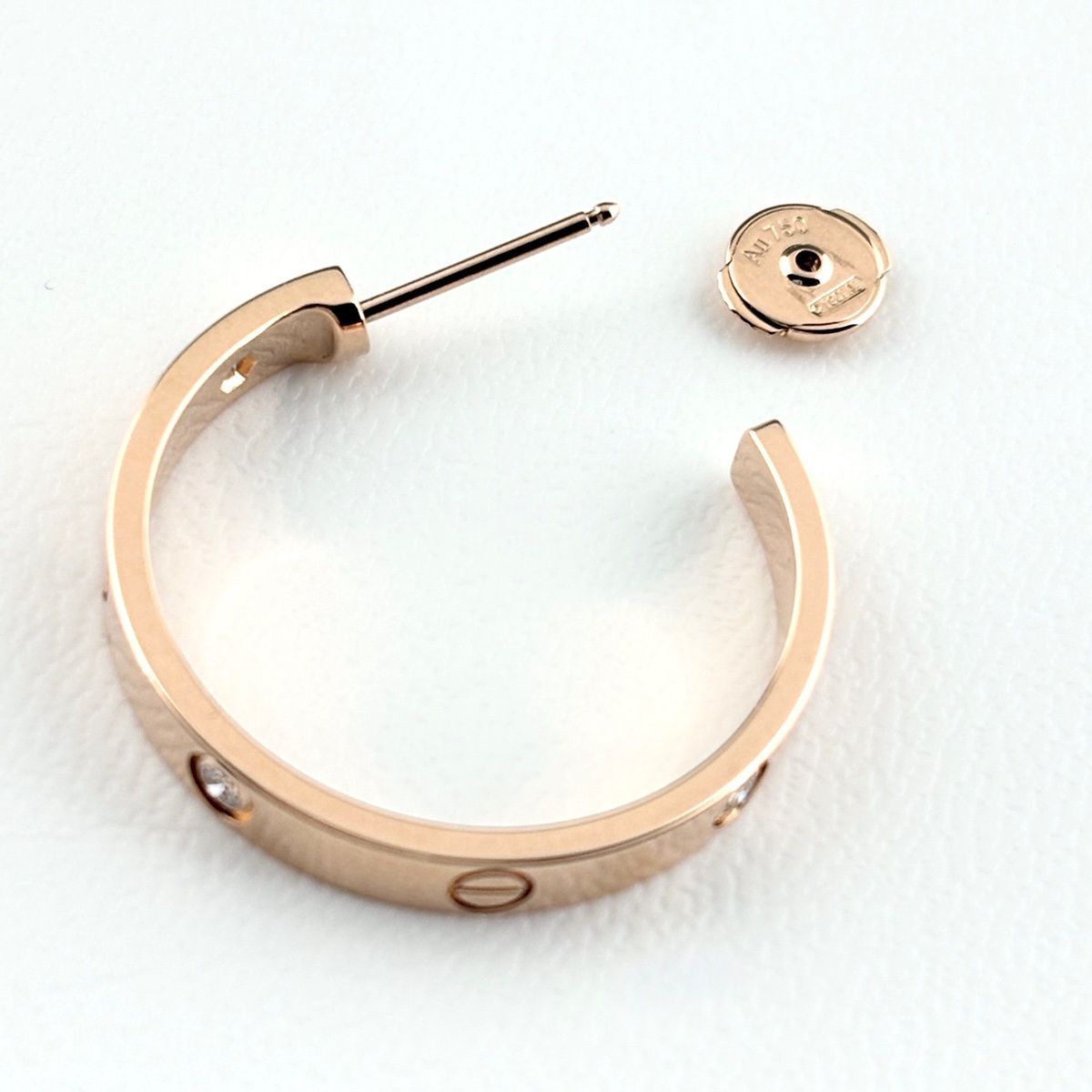 Cartier Love Hoop Earrings PG Pink Gold Pave Diamond — view 6