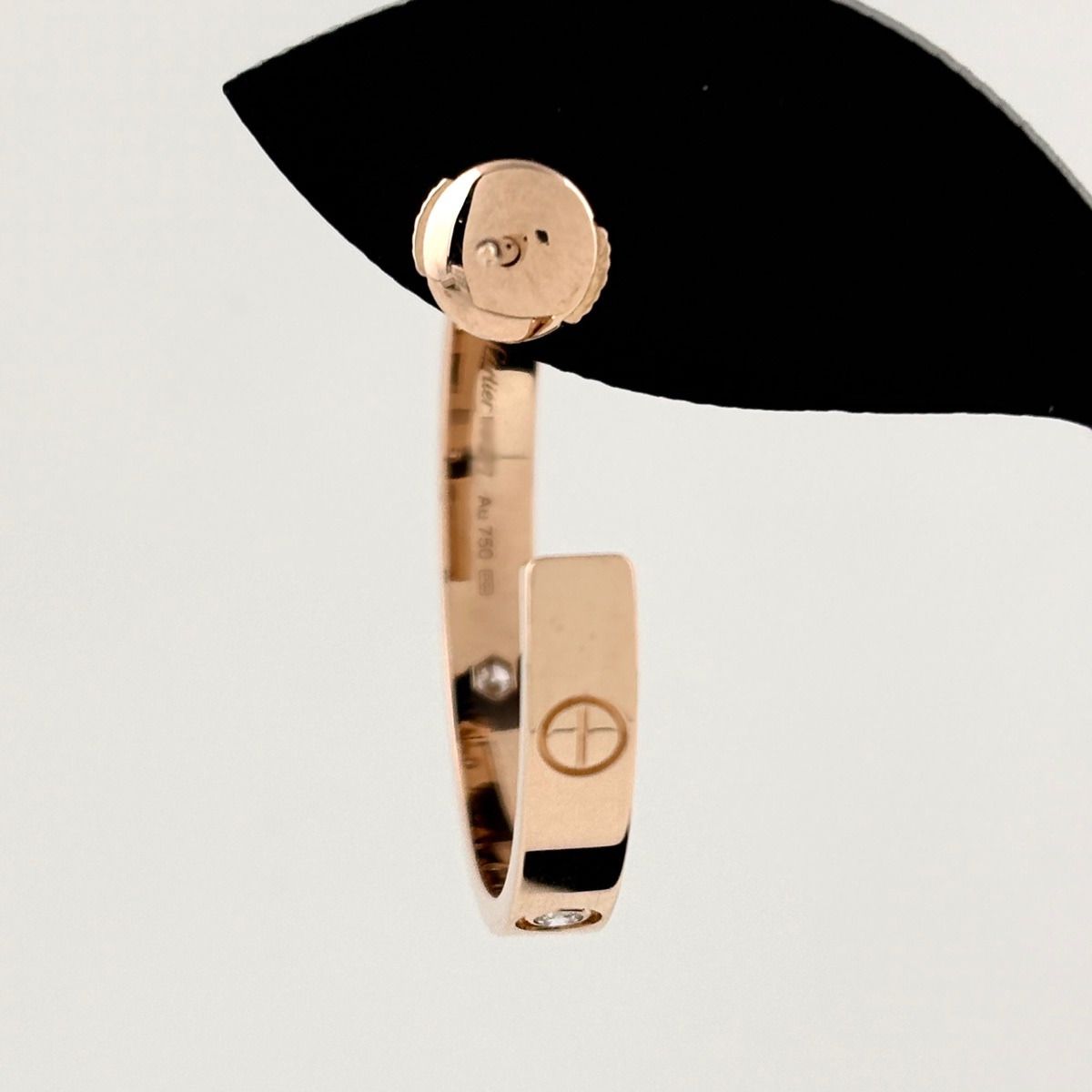 Cartier Love Hoop Earrings PG Pink Gold Pave Diamond — view 5